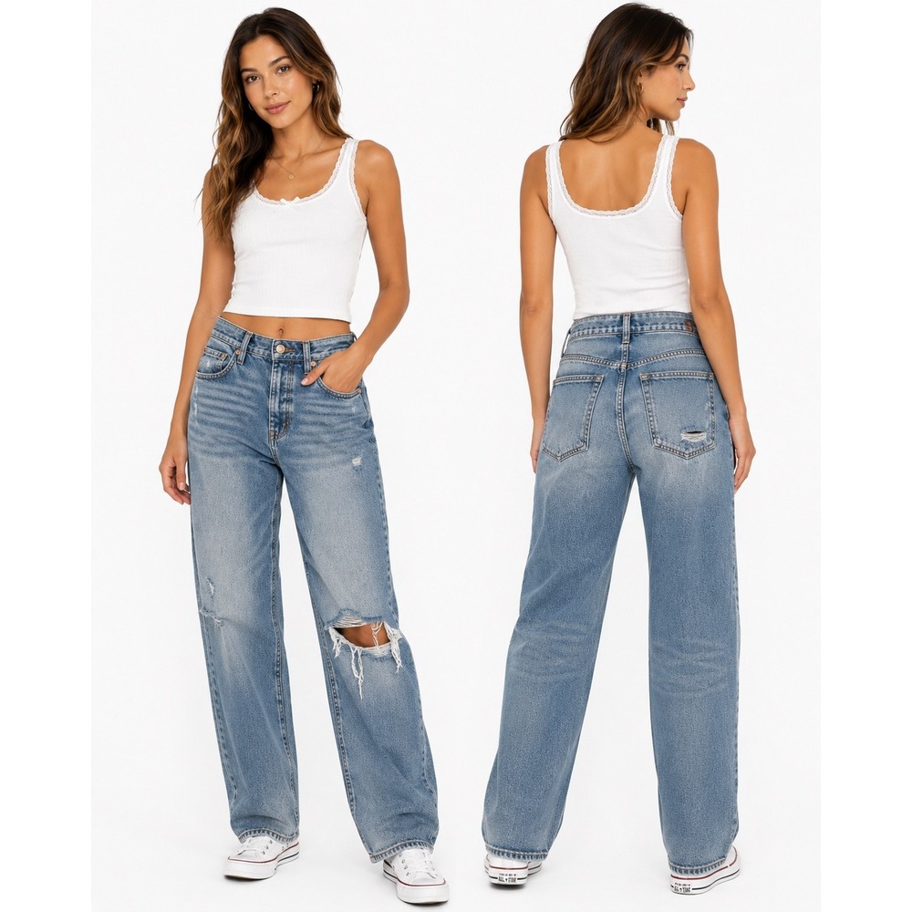Liverpool Boyfriend Jeans Womens 0/25 Blue‎ Distressed Grand Haven Denim Casual
